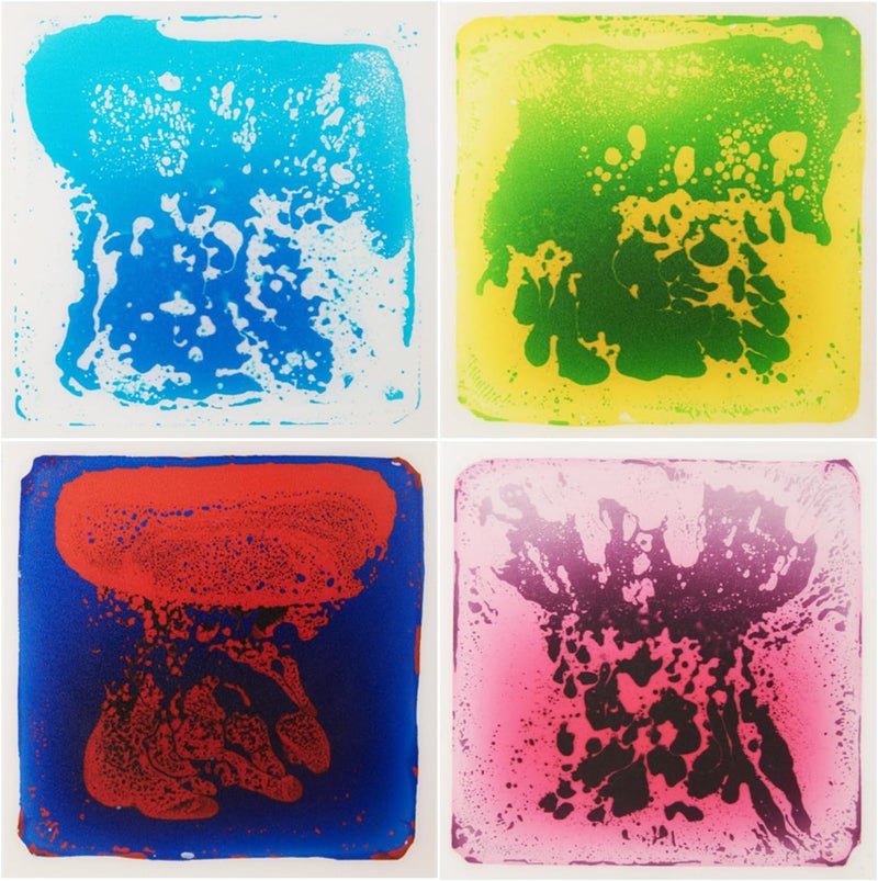 WOWSTAR 12" x 12" Sensory Floor Tiles, 4 Sensory Tiles, Liquid Floor Tiles, Lava Tiles - Image 1